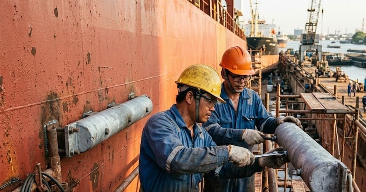 Marine port steel structure requiring cathodic protection