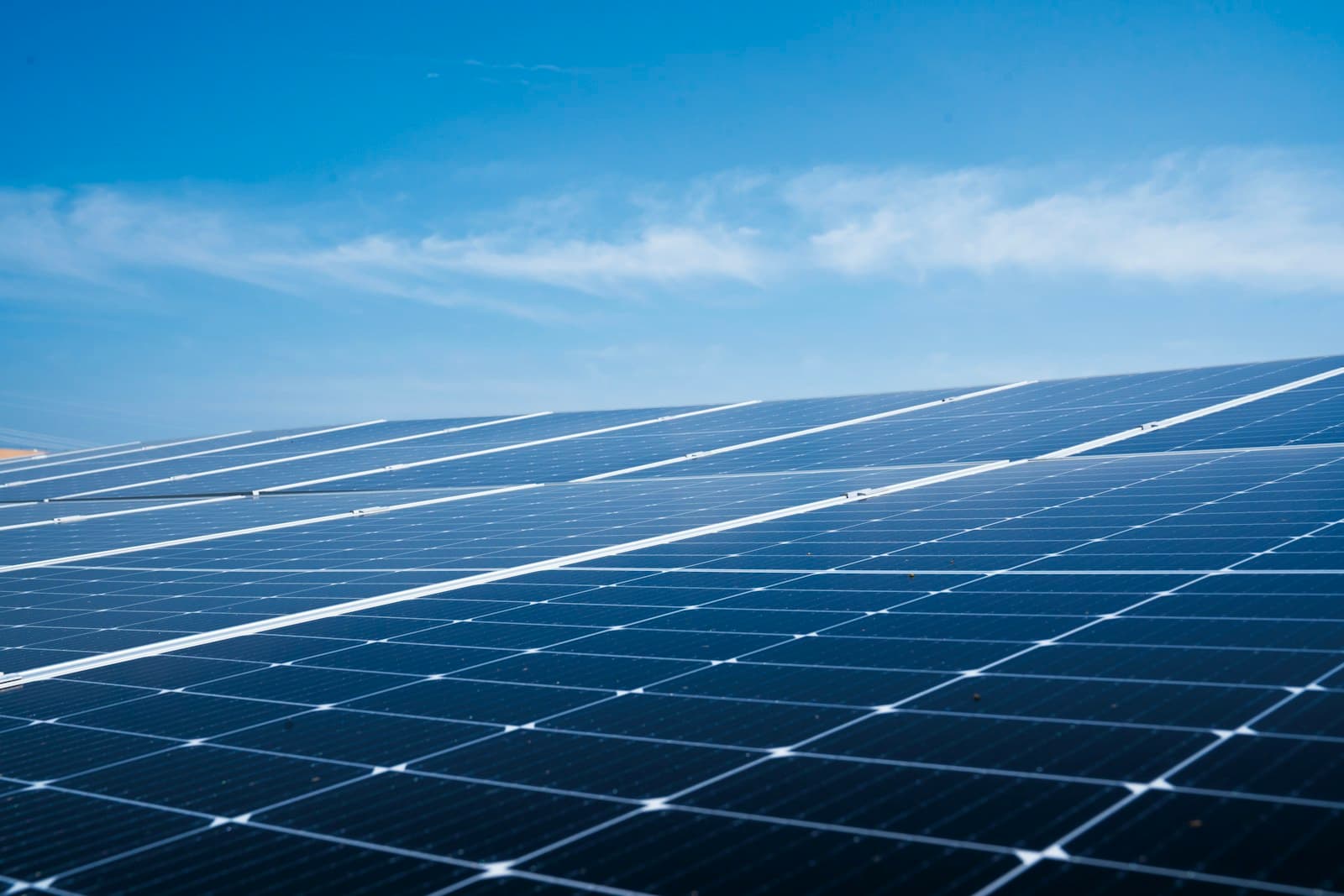 Solar panel system installed on factory warehouse rooftop