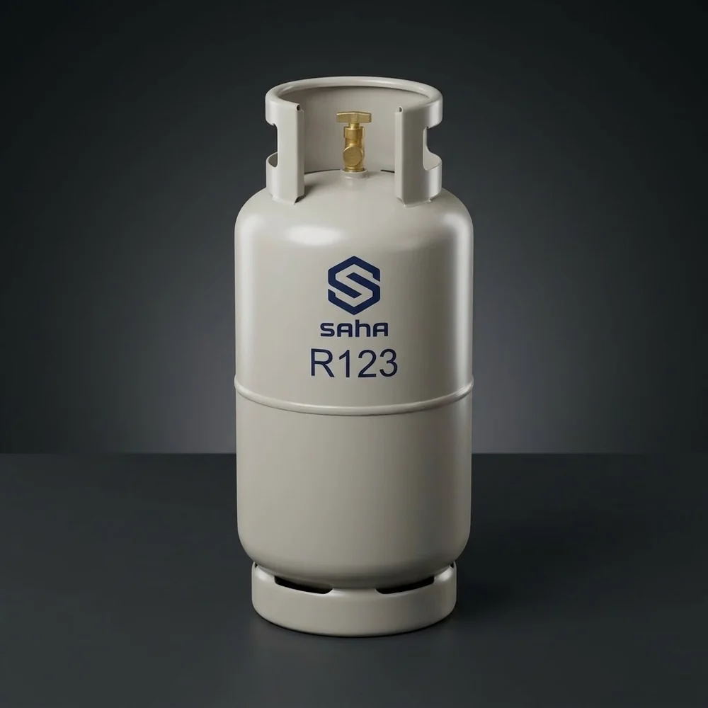 ถัง (drum) น้ำยาแอร์ R123 ตราสหวัฒนกิจ (ภาพสตูดิโอแสดงรูปทรงถัง)