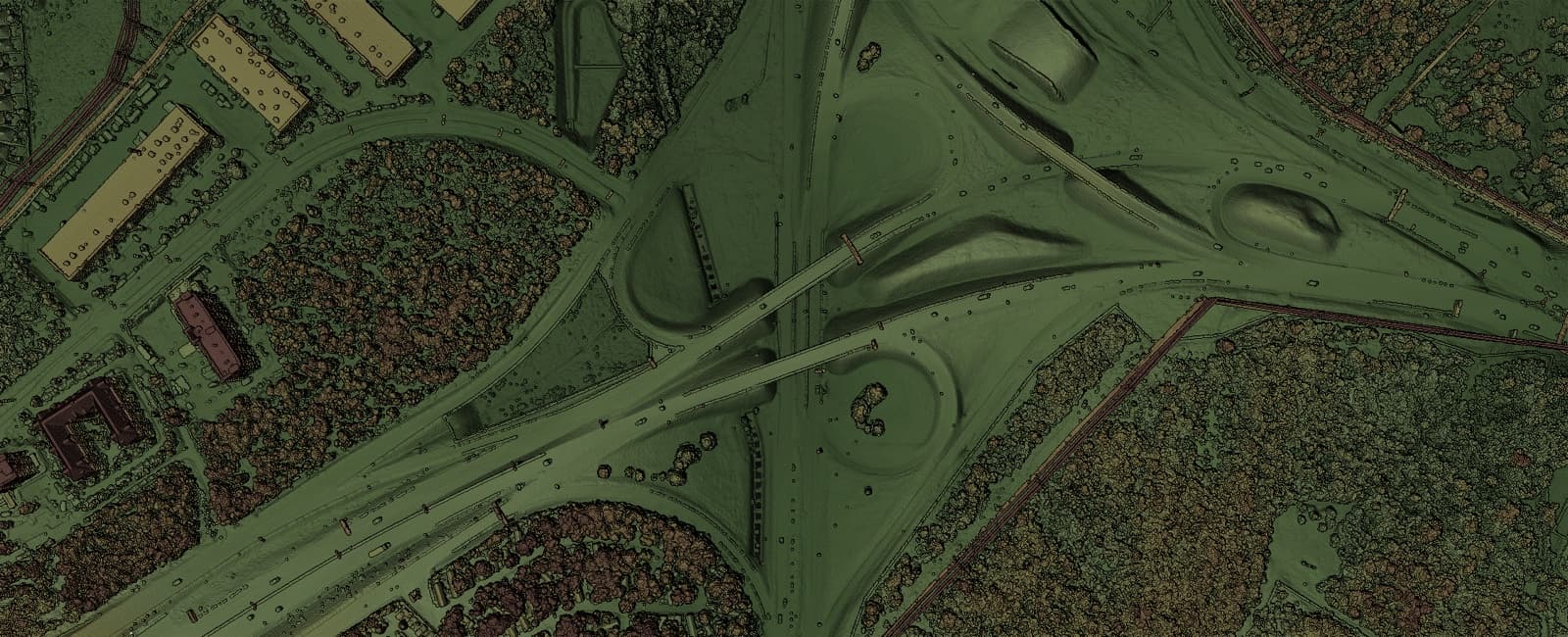 กลุ่มจุดพิกัด 3 มิติ (point cloud) จากการสำรวจ LiDAR ทางอากาศตลอดแนวเส้นทาง